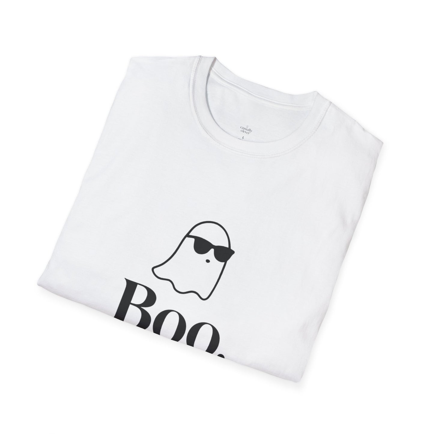 Boo But Make It Chic T-Shirt – Funny Halloween Graphic Tee | Sunglasses Ghost Shirt by Casually Clever